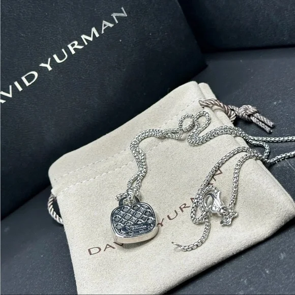 David Yurman Petite Albion Swiss Blue Topaz Pendant Necklace 18" - Picture 4 of 6